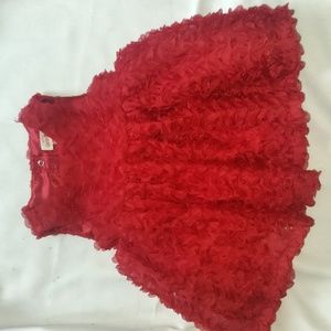 Baby Cat & Jack Special Occasion Ruffle dress in candy red , size 6-9 m